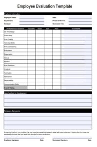 Blank Evaluation Template | Free Word and Excel Templates