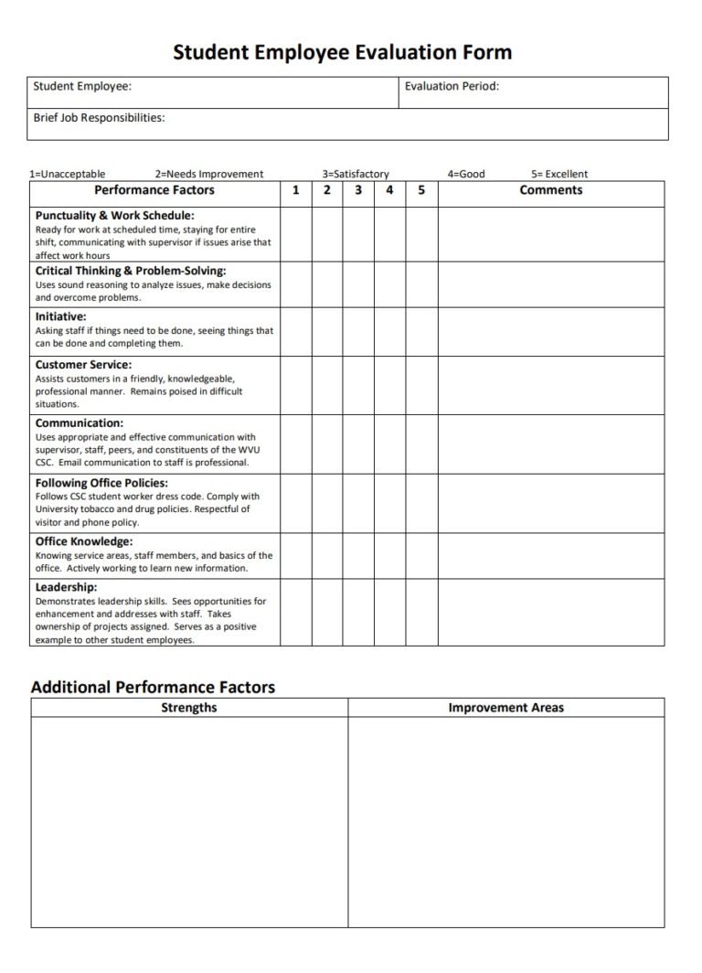 Employee Evaluation Form | Free Word and Excel Templates