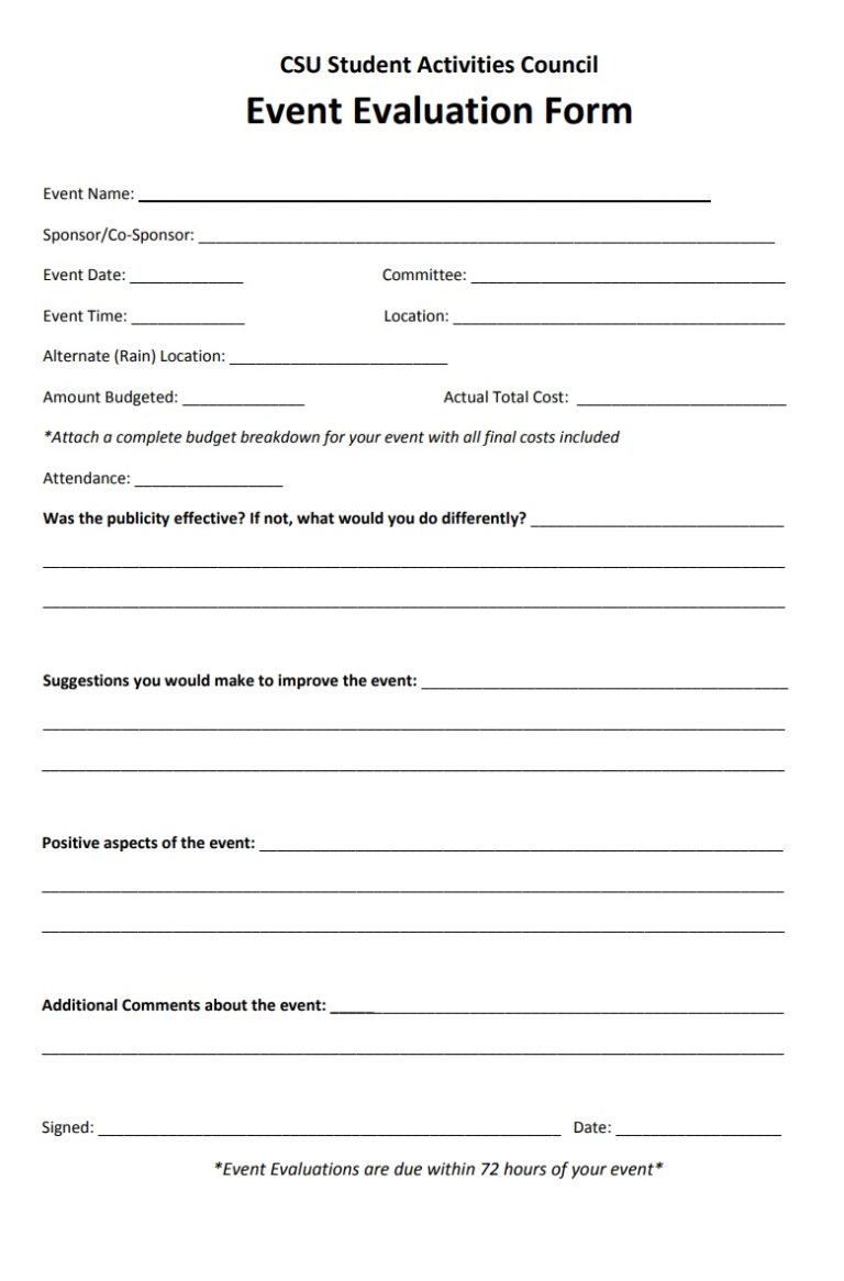 Event Evaluation Form | Free Word and Excel Templates